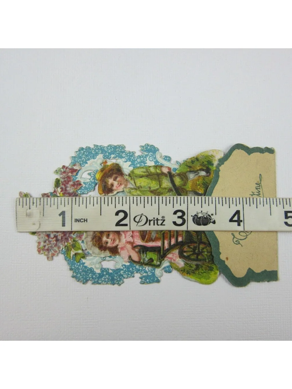 Vintage Valentine 3D Pop Up Die Cut Boy & Girl Pink Planting Tree Wheel Barrow